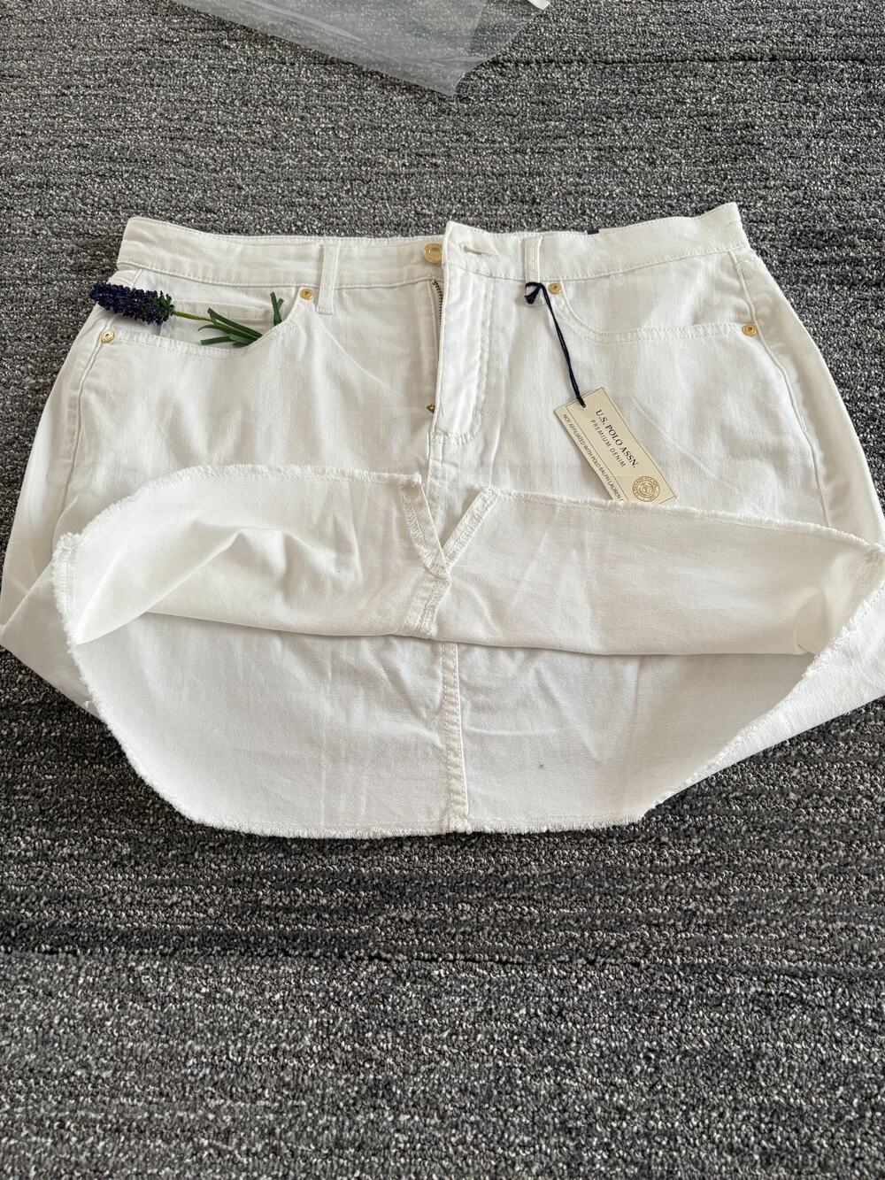 U.S. Polo Assn Womens Denim Mid-Rise Skirt Size 10 White